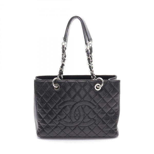 CHANEL Matelasse Grand Shopping GST Tote Bag A50995 Grained Calf Black Used