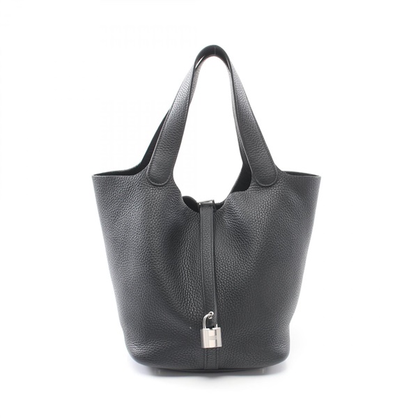 HERMES Picotin Lock MM Hand bucket bag Z Taurillon Clemence Black Used SHW