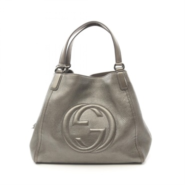GUCCI Soho Cellarius Interlocking G Tote Bag 282309 leather Green Used Women