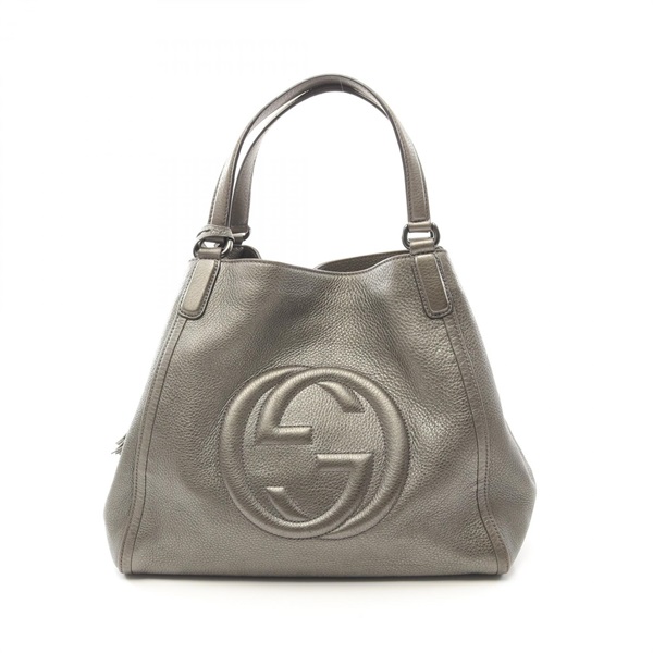 GUCCI Soho Cellarius Interlocking G Tote Bag 282309 leather Green Used Women