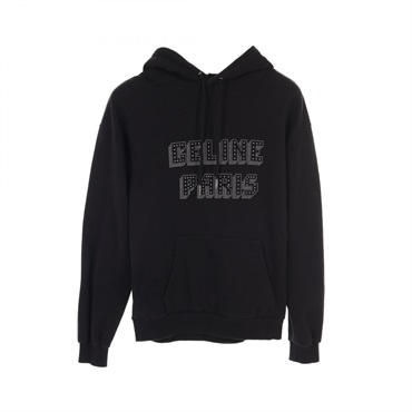 CELINE Hoodie Sweats shirts 2Y05E670Q cotton Black Used mens logo size XS