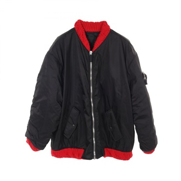 PRADA Re-Nylon Blouson SGC100 Nylon wool Black Red Used mens #XS