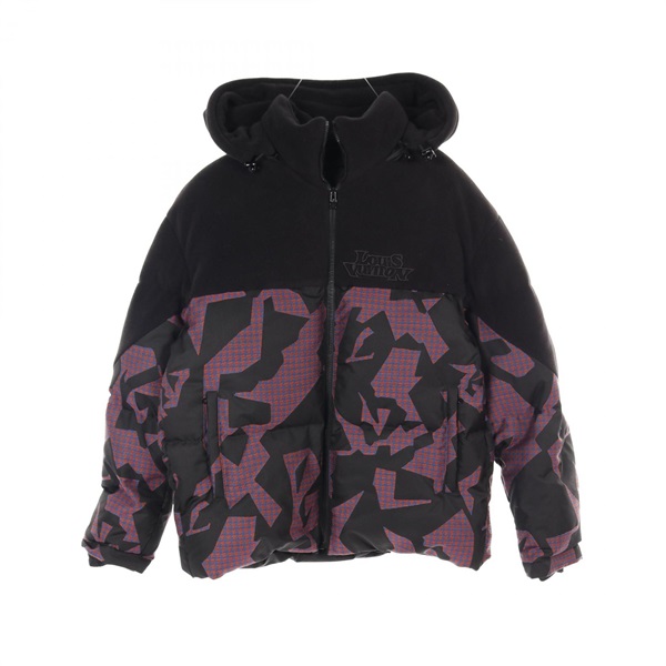 LOUIS VUITTON Bi-material Down jacket RM231M RS6 HOB10E polyester Black Red Used