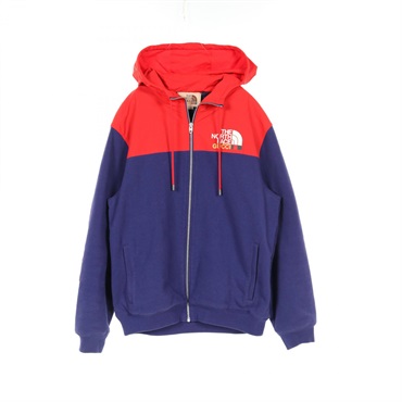 GUCCI × THE NORTH FACE zip jacket Hoodie 671462 cotton Nylon Purple Red mens #M
