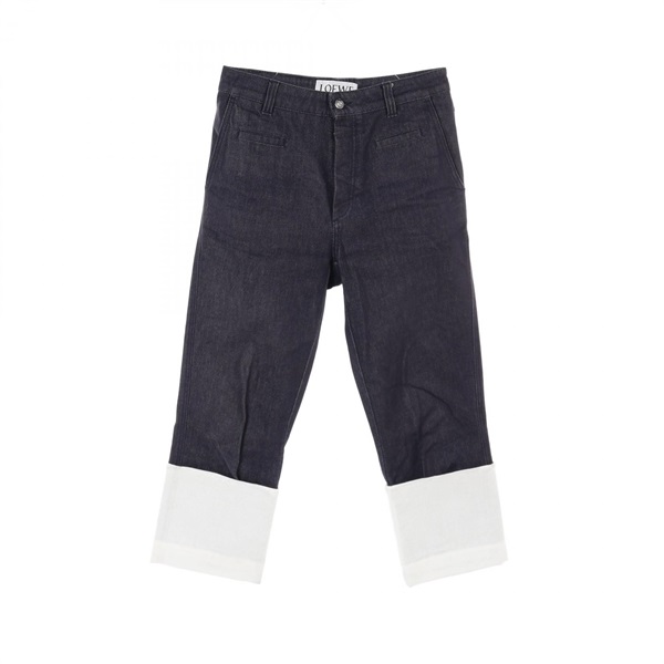 LOEWE Denim Pants Jeans Cotton Navy White Size 38 Used Women