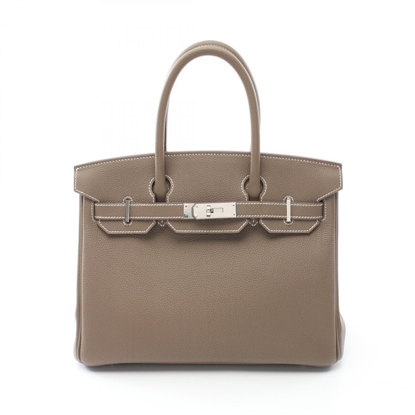 HERMES Birkin 30 Hand bag U Togo leather Etoupe Grey Used SHW