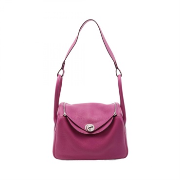 HERMES Lindy 26 Shoulder Bag Clemence leather Pink Rose shocking Used Women C