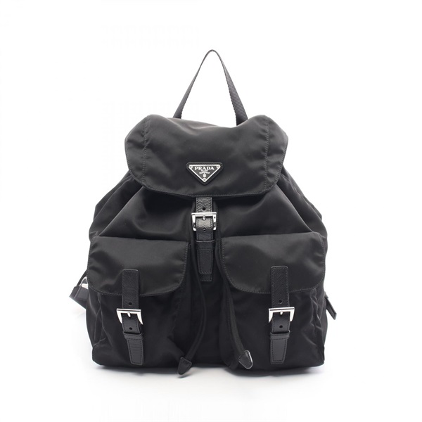 PRADA VELA Rucksack Backpack 1BZ811 Nylon Saffiano leather Black nylon Used