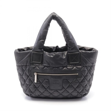 CHANEL Coco Cocoon Small Tote reversible Bag A48610 Nylon Black red Used SHW