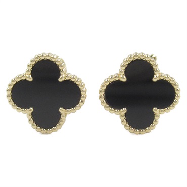 Van Cleef & Arpels Vintage Alhambra Pierced earrings 18KYG Yellow Gold Onyx Used
