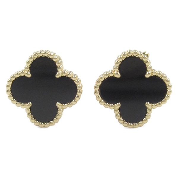 Van Cleef & Arpels Vintage Alhambra Pierced earrings 18KYG Yellow Gold Onyx Used