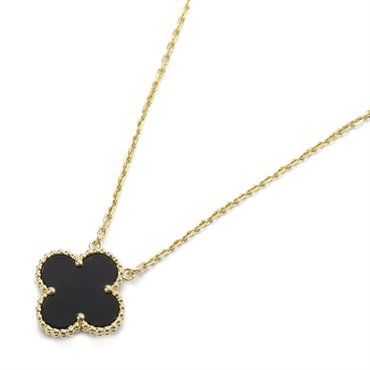 Van Cleef & Arpels Vintage Alhambra Necklace 18KYG Yellow Gold Onyx Used women