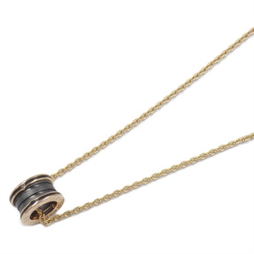 BVLGARI B-zero 1 Ceramic Necklace 18KPG Pink Rose Gold Black Used unisex Pendant