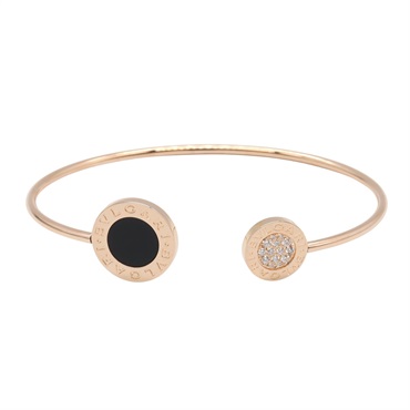 BVLGARI BVLGARI Bracelet M Onyx Diamond 856180 18KPG Gold Black Used Women