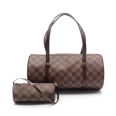 LOUIS VUITTON Papillon 30 Hand bag N51303 Damier canvas leather Brown Ebene Used