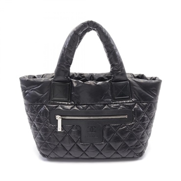 CHANEL Cococoone Small Tote Bag A48610 Nylon leather Black Bordeaux Used Women