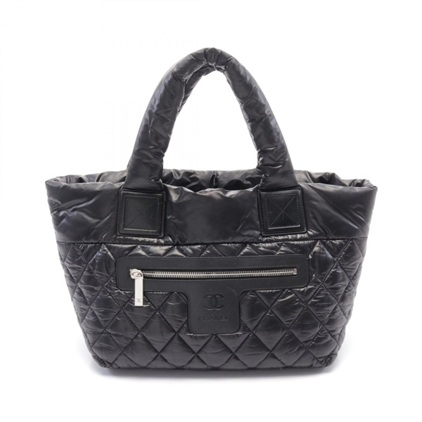 CHANEL Cococoone Small Tote Bag A48610 Nylon leather Black Bordeaux Used Women