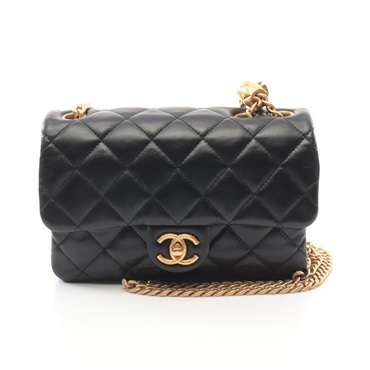 CHANEL Matelasse Shoulder Bag AS3393 Lambskin Black Used Women