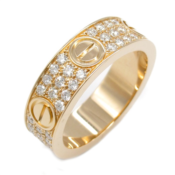 CARTIER Love Ring pave diamond 18KPG Pink Rose Gold Used Women US size 8.25 #58