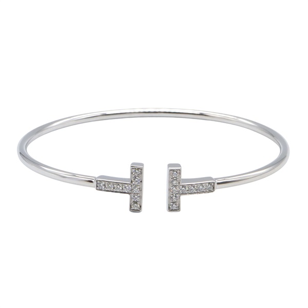 TIFFANY＆CO T-wire Bracelet Diamond Bangle 18KWG White Gold Used Women