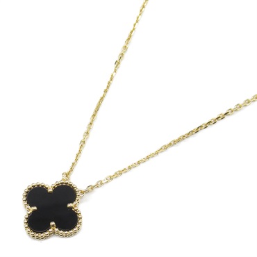 Van Cleef & Arpels Vintage Alhambra Necklace 18KYG Yellow Gold Onyx Black Used