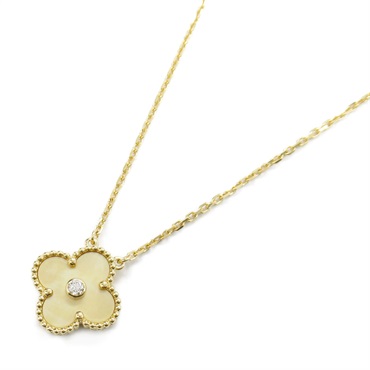Van Cleef & Arpels Vintage Alhambra Necklace Diamond 18KYG Gold shell Used women