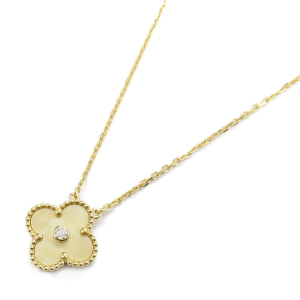 Van Cleef & Arpels Vintage Alhambra Necklace Diamond 18KYG Gold shell Used women