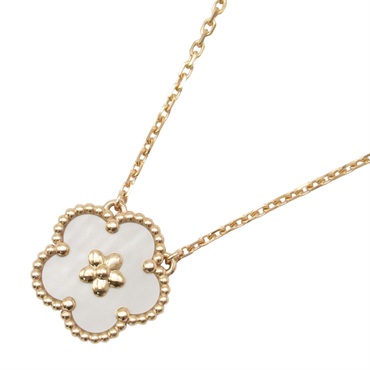 Van Cleef & Arpels Lucky Spring Plum Blossom Mother of Opal Necklace 18KPG Gold