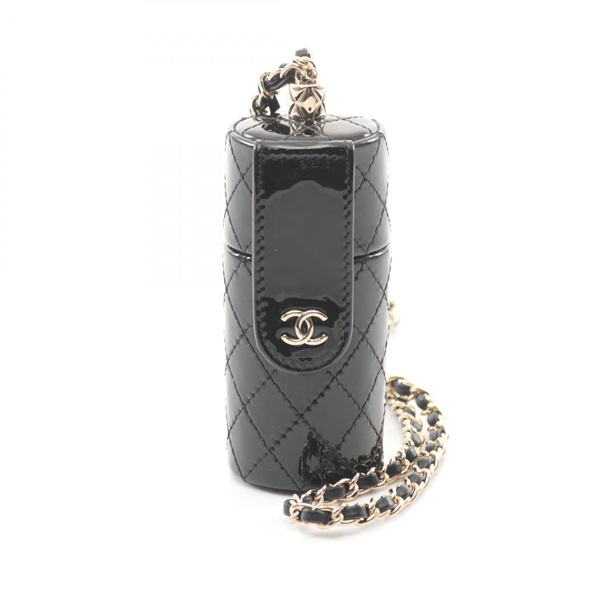 CHANEL Matelasse Lip Case holder AP1572 Patent leather Black Used GHW