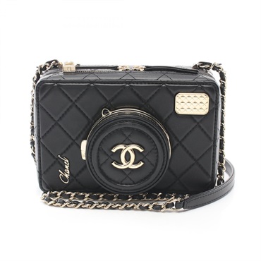 CHANEL Matelasse camera chain Shoulder crossbody Bag AS4817 Lambskin Black GHW