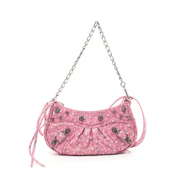BALENCIAGA LE CAGOLE MINI Chain shoulder Handbag 695814 leather Pink Used Women
