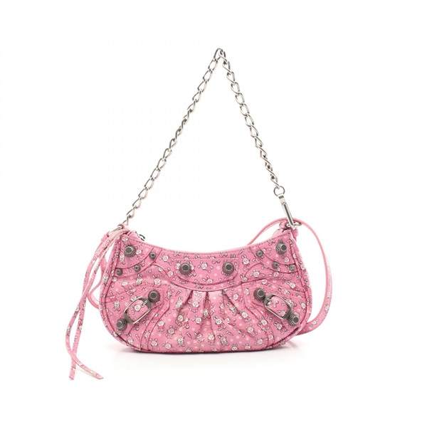 BALENCIAGA LE CAGOLE MINI Chain shoulder Handbag 695814 leather Pink Used Women