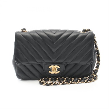 CHANEL Mini Matelasse 20 Chevron V Stitch chain Shoulder crossbody Bag A69900 BK