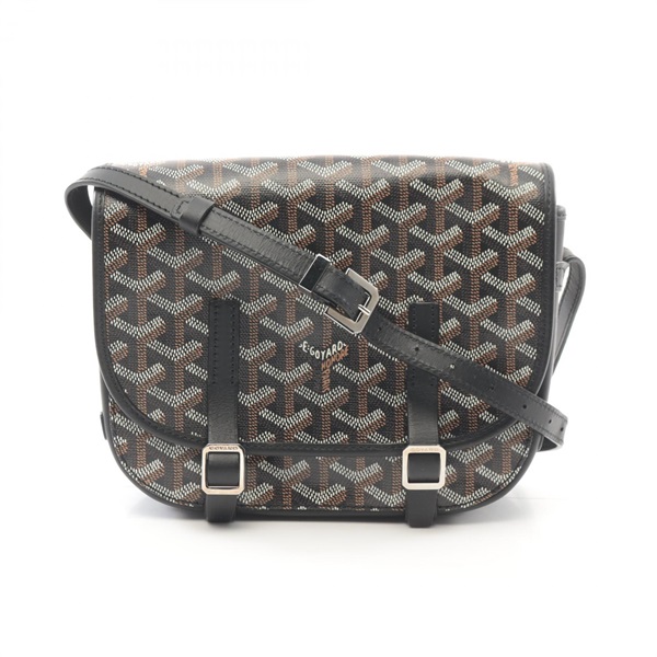 GOYARD Belvedere PM Shoulder crossbody Bag canvas leather Black White Brown Used