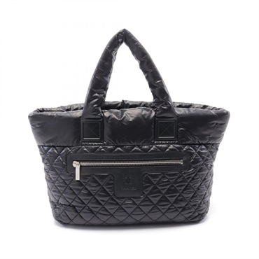 CHANEL Coco Cocoon MM Tote Bag A48611 Nylon leather Black Used Women