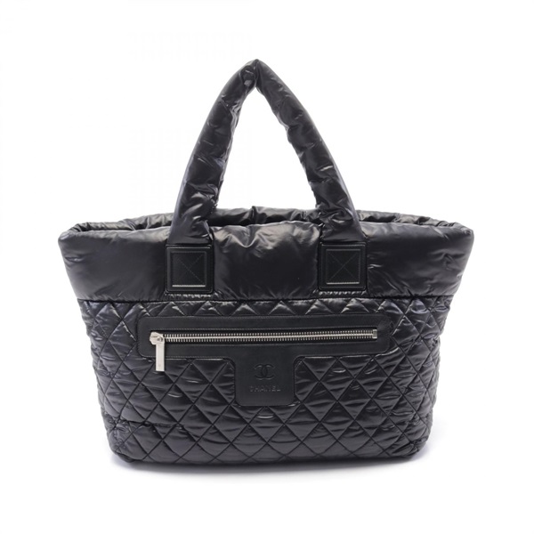 CHANEL Coco Cocoon MM Tote Bag A48611 Nylon leather Black Used Women