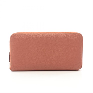 HERMES Azap Long Around long wallet purse Q Togo leather Rose tea Used SHW