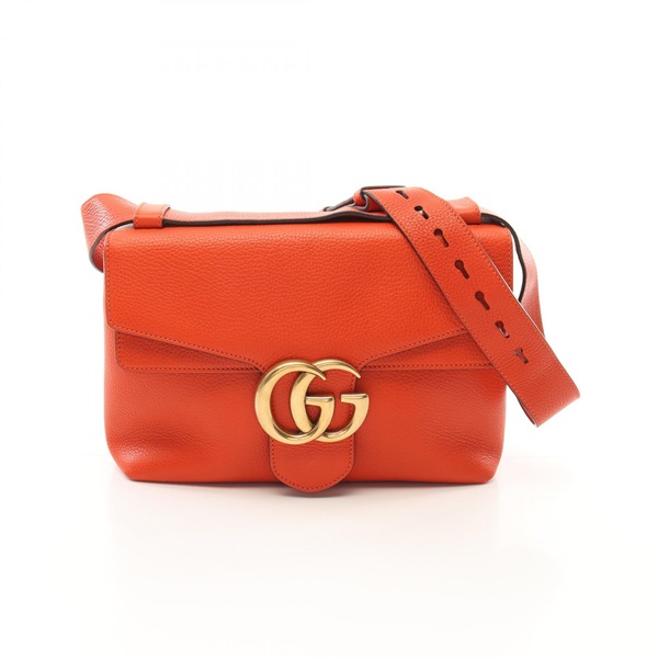 GUCCI GG Marmont Shoulder Bag 401173 leather Orange Used Women GHW
