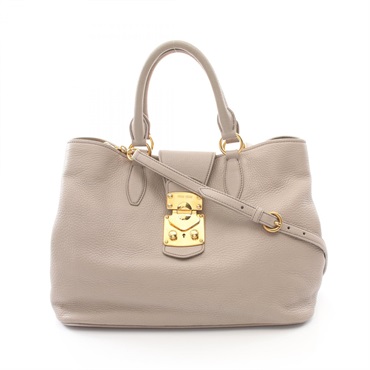 Miu Miu 2way Shoulder crossbody Hand Tote Bag leather Gray Used Women GHW