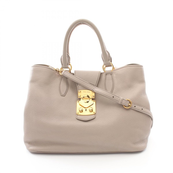Miu Miu 2way Shoulder crossbody Hand Tote Bag leather Gray Used Women GHW
