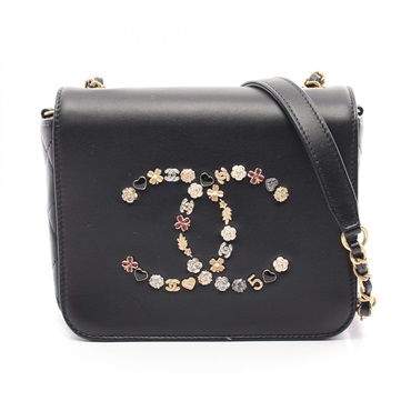 CHANEL Icon COCO Mark Shoulder crossbody Bag AS1881 leather Black Used GHW