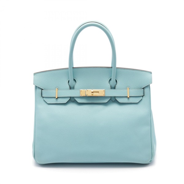 HERMES Birkin 30 Handbag Epsom leather Blue atoll Used Women T GHW