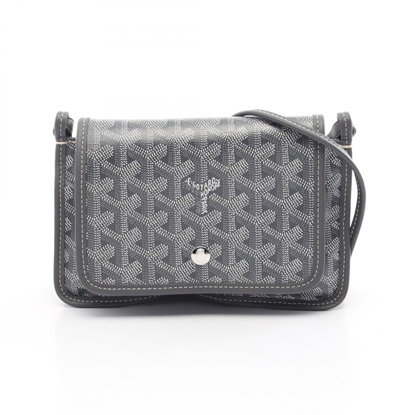 GOYARD plume pouch wallet Shoulder crossbody Bag canvas leather Gray White Used