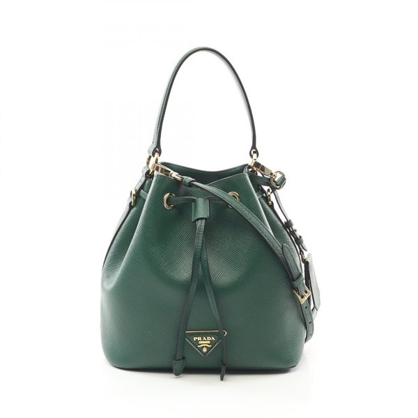 PRADA SAFFIANO CUIR 2way drawstring shoulder crossbody Hand bag 1BE032 Green