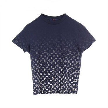 LOUIS VUITTON Monogram gradient T-shirt HKY46W cotton Navy White Used mens XS