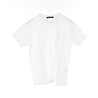 LOUIS VUITTON Embroidered Damier logo T-shirt HRY40W cotton White Used mens XS