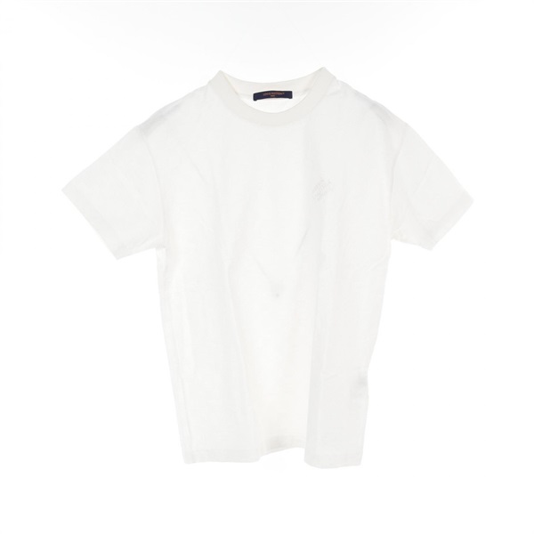 LOUIS VUITTON Embroidered Damier logo T-shirt HRY40W cotton White Used mens XS