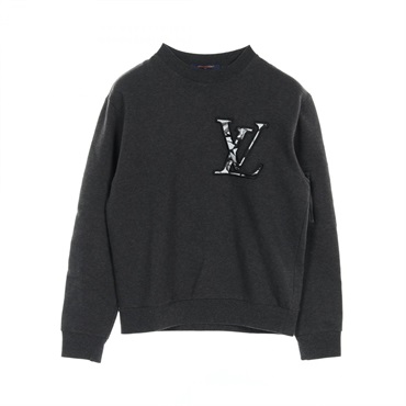 LOUIS VUITTON LV logo patch sweatshirt XS size HQY13W cotton Gray Gris Used