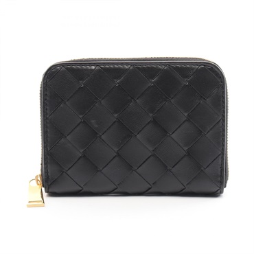 BOTTEGA VENETA Intrecciato zip coin purse wallet 600874VCPP28425 leather Black