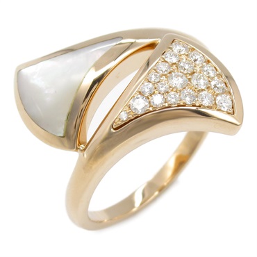BVLGARI Diva Dream Ring Mother of Pearl Diamond 18KPG Used US size 7.75 women